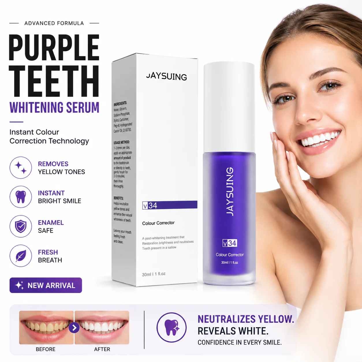 Purple Teeth Whitening Toothpaste | Coffee & Tea Stain Remover — Free Shipping KSA